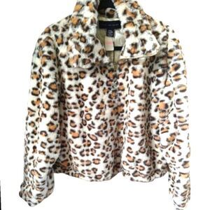 Pink Victoria Secret Faux- Fur Leopard Print Cropped Jacket